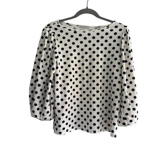 Green Envelope Polka Dot Women's Pullover Puffed Sleeve Blouse Medium - Picture 1 of 6